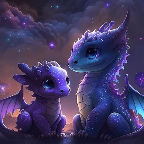 Premium Photo Dragons Are Sitting On A Hill With A Sky Background