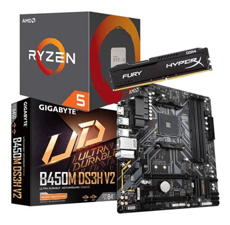 Kit Ryzen 5 3600 B450m Ds3h 8gb Ddr4 2666 Parcelamento Sem Juros