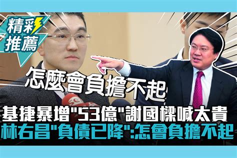 【cnews】基捷暴增「53億」謝國樑喊太貴 林右昌「負債已降低」：怎麼會負擔不起 匯流新聞網