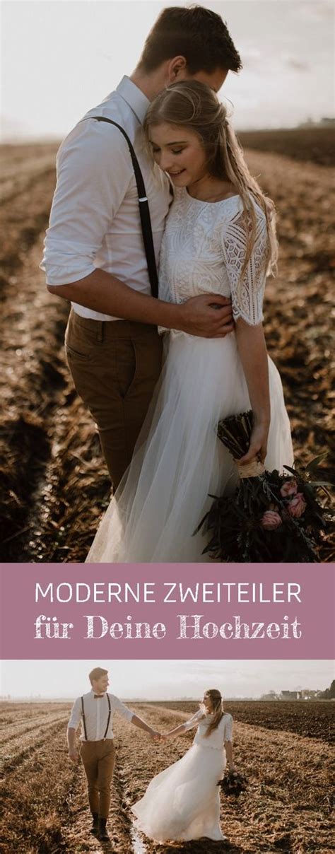 Moderne Zweiteiler Als Hochzeitskleid Spitzentop Aus Hippie Spitze Zum