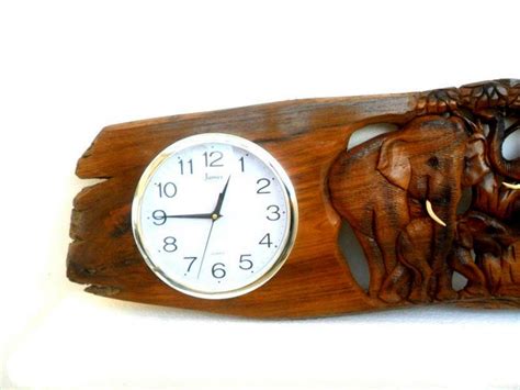 Wooden Elephant Clock Elephant Figurine Elephant Clock Etsy