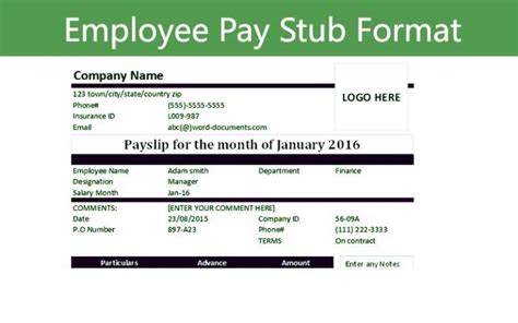 Download Employee Pay Stub Excel Template - Exceltemple