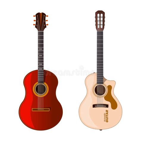 Acoustic Guitar Or Musical Instrument Icons Set Stock Vector