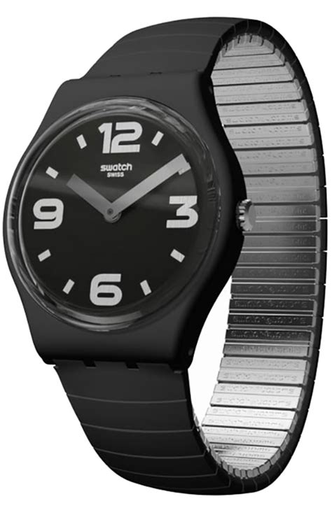 Swatch Blackhot Black Rubber Strap Gb A E Oro Gr Swatch