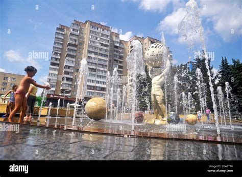 VINNYTSIA, UKRAINE - JULY 28, 2021 - Children play in the Solar System ...