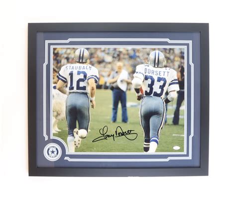 Tony Dorsett Signed Cowboys Custom Framed Photo Display Jsa