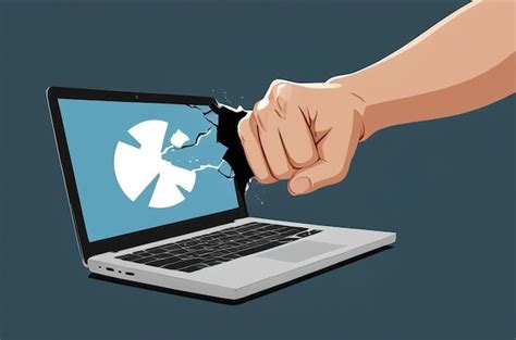 Premium Photo Fist Of Hand Making Broken Screen Of Laptop