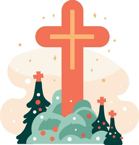 Hand Drawn Christmas Cross In Flat Style Vector Art At Vecteezy