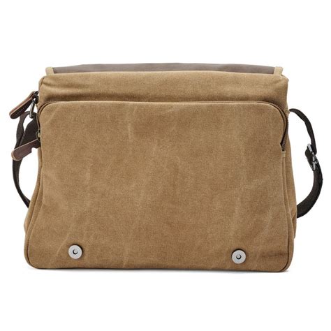 Vintage Caramel Canvas And Brown Leather Messenger Bag In Stock