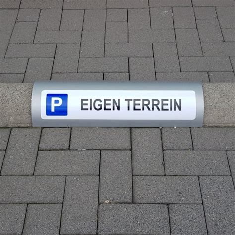 Stootrand Bord Eigen Terrein Gebogen Parkeerbord Voor Betonrand