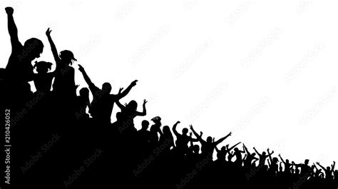 Soccer Crowd Cheer Fan Vector Silhouette Background Basketball