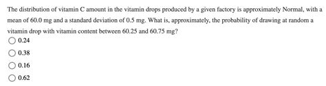 The Distribution Of Vitamin C Amount In The Vitamin Chegg