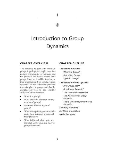 Intro To Group Dynamics 1 Introduction To Group Dynamics C H A P T E