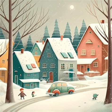 Premium Ai Image Nordic Winter Landscape With Cute Houses Christmas