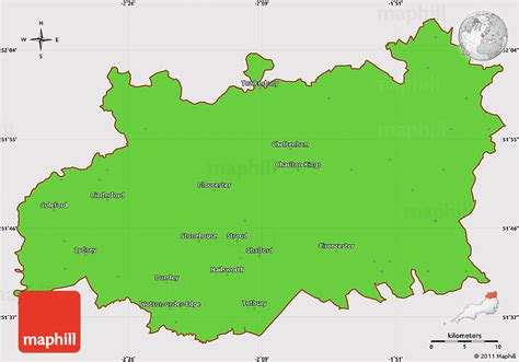 Political Simple Map Of Gloucestershire County Cropped Outside