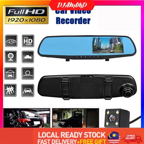 Diamond Hd Dual Lens Car Dvr Dash Cam Front And Rear Mirror Camera