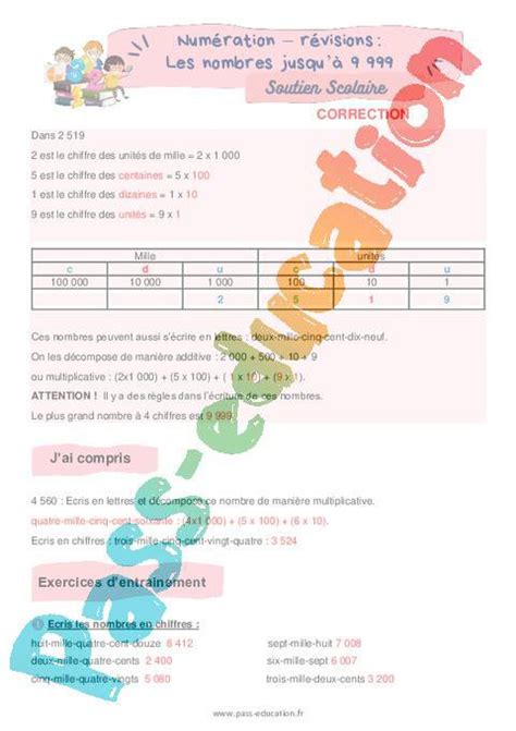 Les Nombres Jusqu Cm Soutien Scolaire Pour Les L Ves En