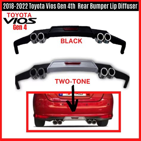 Toyota Vios Th Gen Black And Two Tone Rear Bumper Lip