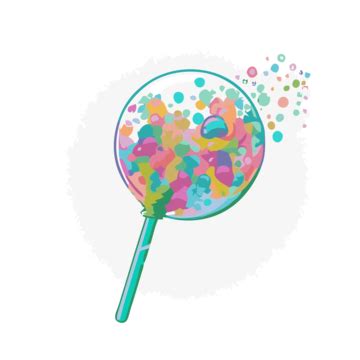 Bubble Wand Vector, Sticker Clipart Lollipop Of Colors And Bubbles With ...