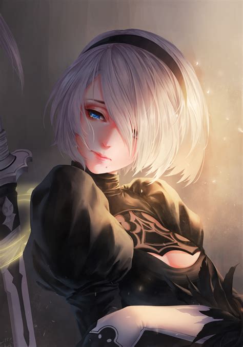 Nier Automata Nier White Hair 2b Nier Automata Anime Anime Girls Blue Eyes Hd