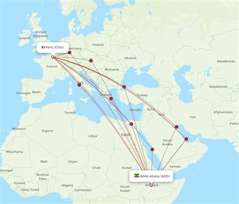 All Flight Routes From Addis Ababa To Paris ADD To CDG Flight Routes