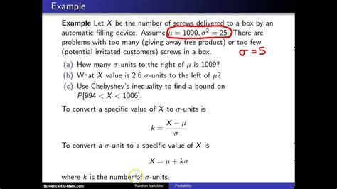 Chebyshevs Inequality Example 1 Youtube