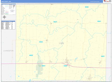 Linn County Mo Zip Code Wall Map Basic Style By Marketmaps