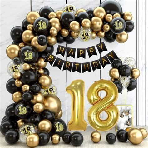 Decoration Anniversaire Ans Noir Or Arche Ballon Anniversaire