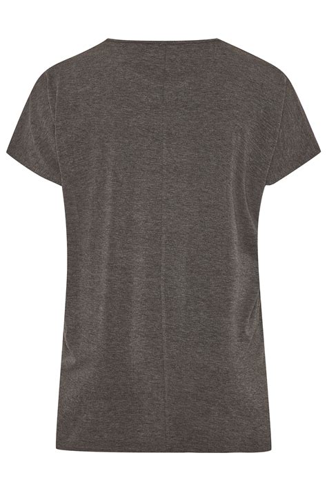 Charcoal Grey Marl Laser Cut Jersey Top Yours Clothing