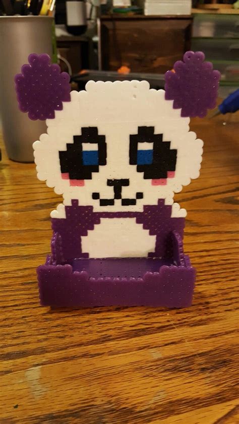 Perler Bead Panda Phone Stand God Bless Perler Beads Perler