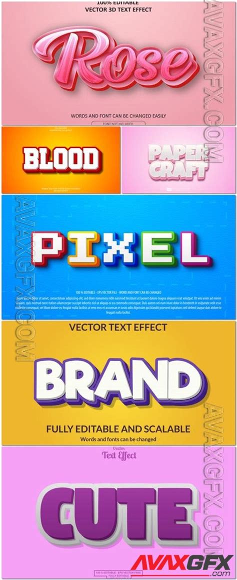 Vector D Text Editable Beautiful Design Collection Text Effect Font