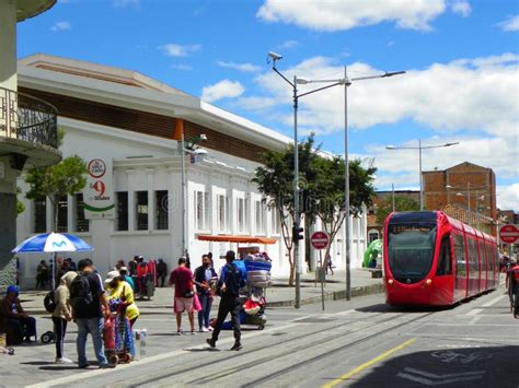 City Tram In Historical Center Of City Cuenca Ecuador Editorial Photo