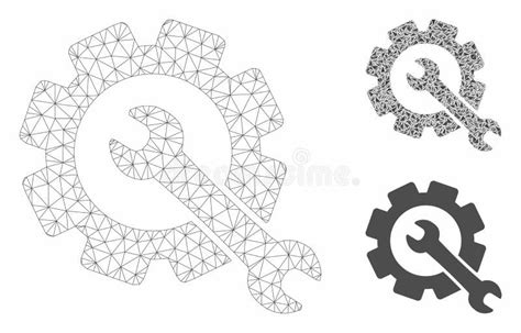 Repair Vector Mesh Network Model And Triangle Mosaic Icon Stock Vector