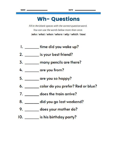 Free W Questions Worksheet Download Free W Questions Worksheet Png