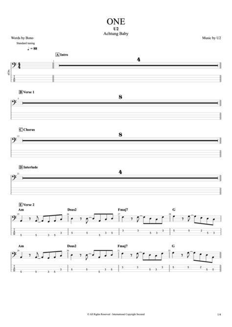 One U2 Guitar Chords