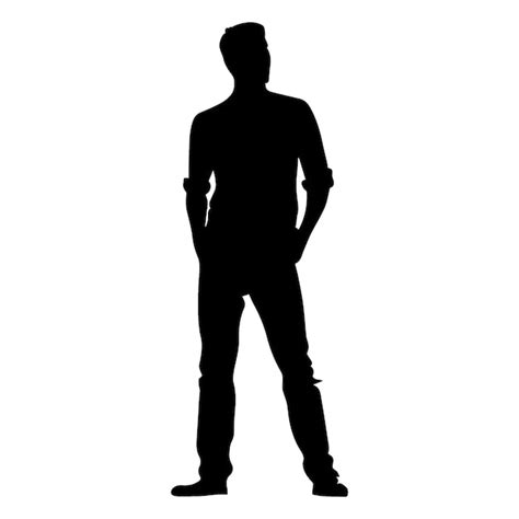 Premium Vector A Man Standing Pose Vector Silhouette