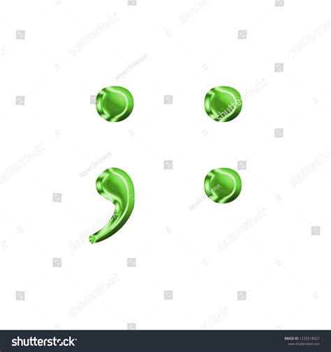 Plastic Green Semicolon Punctuation Mark 3d Stock Illustration
