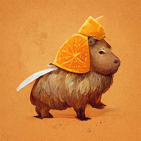 Prompthunt Cute Capybara With Orange On Its Head Concept Art Game