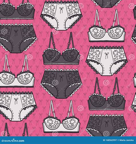 Vector Lingerie Set Underwear Design Outline Hand Drawn Illustration