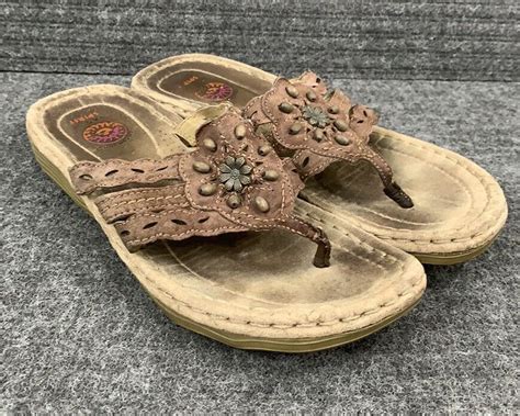 Earth Spirit Gelron 2000 Womens Sandals Size 8 Brown Suede Beaded Slip On Wedge Ebay Womens