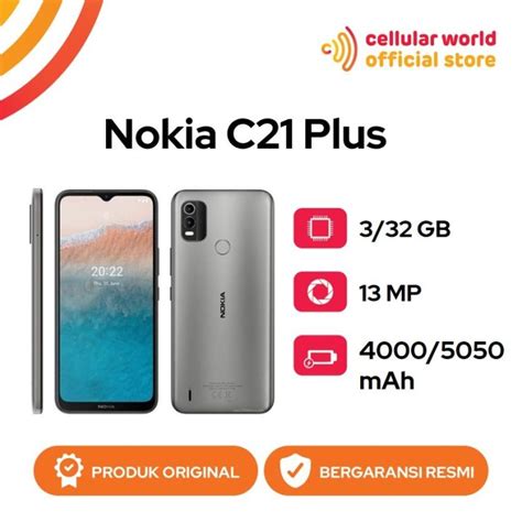 Smartphone Nokia C21 Plus 3 32GB Warm Grey Garansi Resmi Indonesia