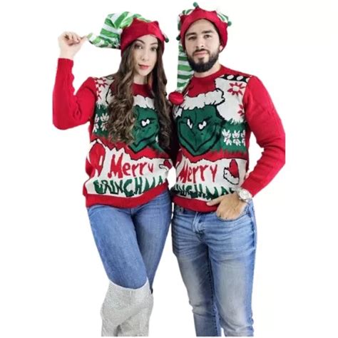 Duo Parejas Sueter Navide O Grinch Merry Grinch Uglysweater Env O Gratis