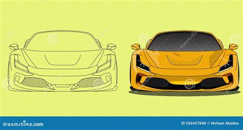 Yellow Ferrari F8 Stock Vector Illustration Of Italian 256437848