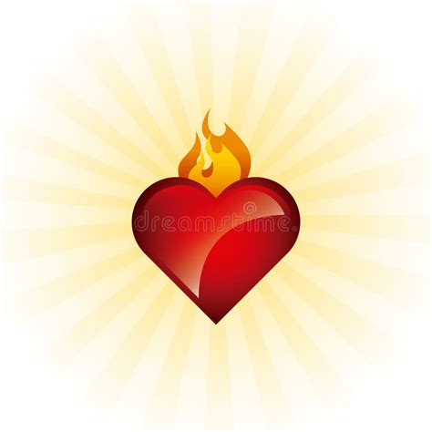 Sacred Heart Of Jesus With Rays Vector Illustration In Red And Stock