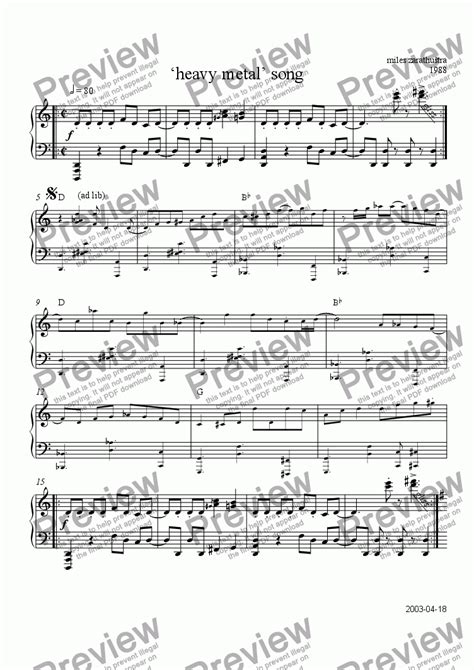 Heavy Metal Song Download Sheet Music Pdf File