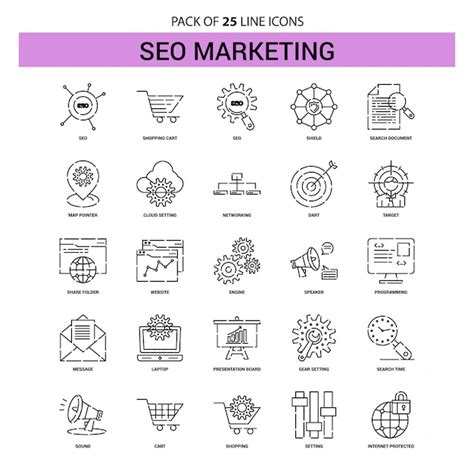 Conjunto de ícones de linha de marketing de seo 25 estilo de contorno