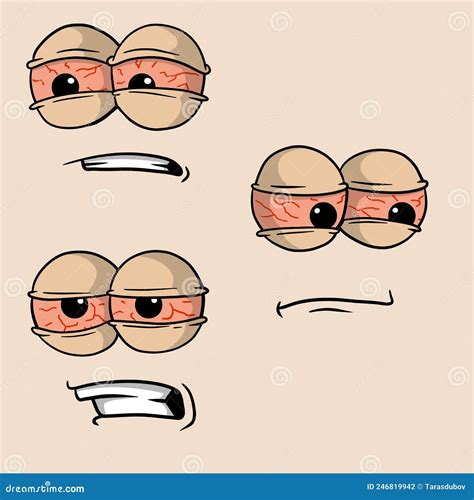 Tired Face With Red Eyes Stoned Or Drunk Character Stock Vector