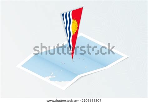 Isometric Paper Map Kiribati Triangular Flag Stock Vector Royalty Free