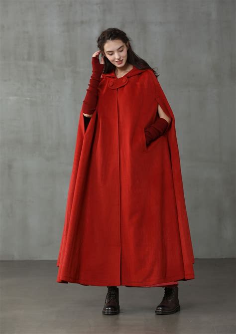 Linennaive Cloak Maxi Hooded Wool Coat Cloak Maxi Hooded Etsy