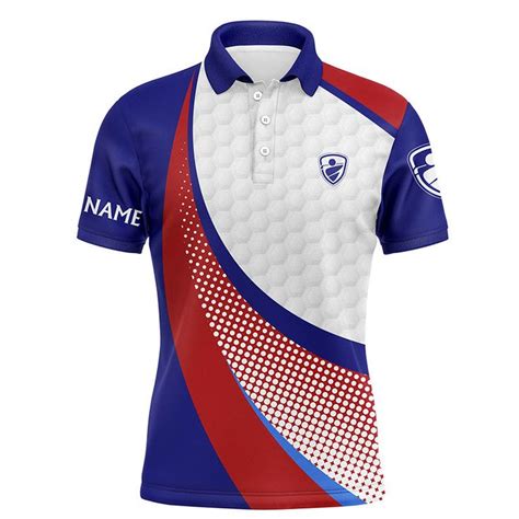 Red White And Blue Mens Golf Polo Shirts Custom Mens Golf Shirts